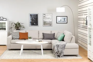 Crazy 4-sits Högervänd L-formad Schäslongsoffa i Tyg - Beige - Möbler - Soffa - Divansoffa & schäslongsoffa - 3 sits soffa med divan