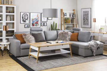 Crazy 4-sits Högervänd L-formad Schäslongsoffa i Tyg - Grå - Möbler - Soffa - Divansoffa & schäslongsoffa - 3 sits soffa med divan