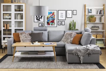 Crazy 4-sits Högervänd L-formad Schäslongsoffa i Tyg - Grå - Möbler - Soffa - Divansoffa & schäslongsoffa - 3 sits soffa med divan
