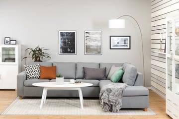 Crazy 4-sits Högervänd L-formad Schäslongsoffa i Tyg - Grå - Möbler - Soffa - Divansoffa & schäslongsoffa - 3 sits soffa med divan