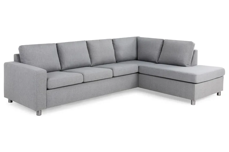 Crazy 4-sits Högervänd L-formad Schäslongsoffa i Tyg - Grå - Möbler - Soffa - Divansoffa & schäslongsoffa - 3 sits soffa med divan