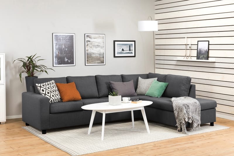 Crazy 4-sits Högervänd L-formad Schäslongsoffa i Tyg - Mörkgrå - Möbler - Soffa - Divansoffa & schäslongsoffa - 3 sits soffa med divan