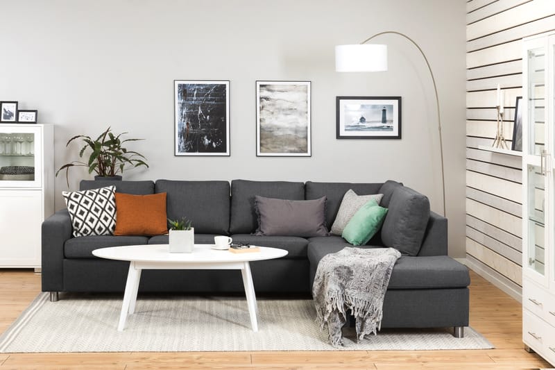 Crazy 4-sits Högervänd L-formad Schäslongsoffa i Tyg - Mörkgrå - Möbler - Soffa - Divansoffa & schäslongsoffa - 3 sits soffa med divan