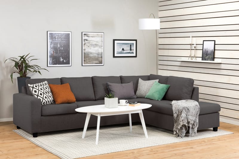 Crazy 4-sits Högervänd L-formad Schäslongsoffa i Tyg - Mörkgrå - Möbler - Soffa - Divansoffa & schäslongsoffa - 3 sits soffa med divan