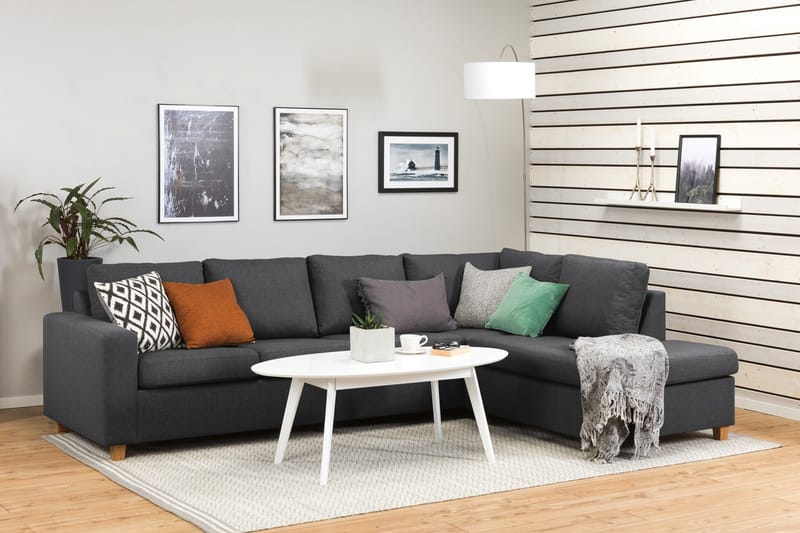 Crazy 4-sits Högervänd L-formad Schäslongsoffa i Tyg - Mörkgrå - Möbler - Soffa - Divansoffa & schäslongsoffa - 3 sits soffa med divan