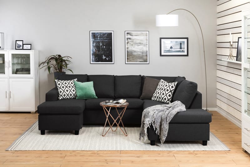 Crazy 4-sits Högervänd U-formad Large Soffa med Divan och Schäslong i Tyg - Antracit - Möbler - Soffa - Divansoffa & schäslongsoffa - 3 sits soffa med divan