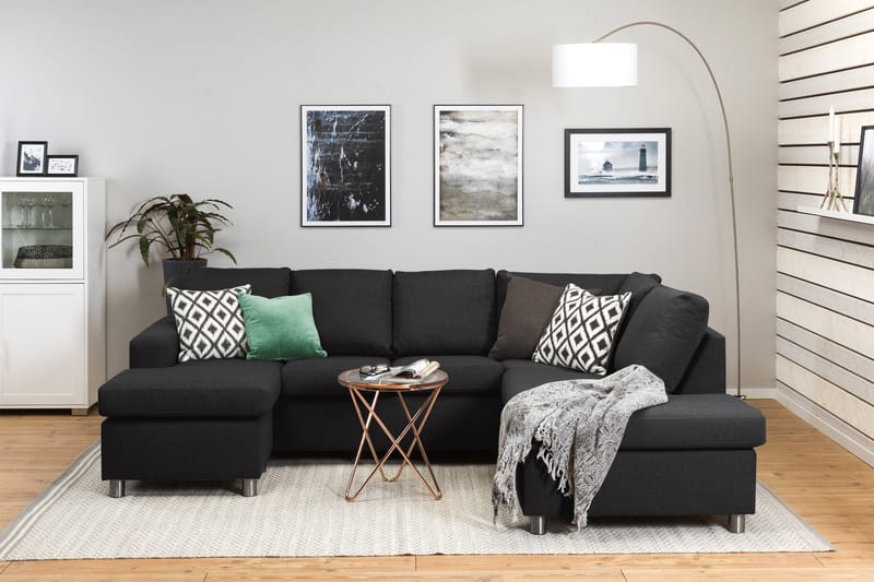 Crazy 4-sits Högervänd U-formad Large Soffa med Divan och Schäslong i Tyg - Antracit - Möbler - Soffa - Divansoffa & schäslongsoffa - 3 sits soffa med divan