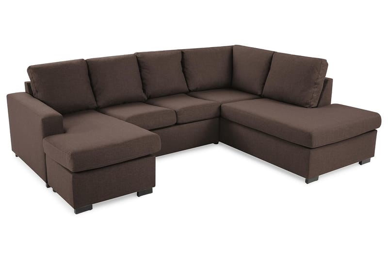 Crazy 4-sits Högervänd U-formad Small Soffa med Divan och Schäslong i Tyg - Brun - Möbler - Soffa - Divansoffa & schäslongsoffa - 3 sits soffa med divan