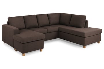 Crazy 4-sits Högervänd U-formad Small Soffa med Divan och Schäslong i Tyg - Brun - Möbler - Soffa - Divansoffa & schäslongsoffa - 3 sits soffa med divan