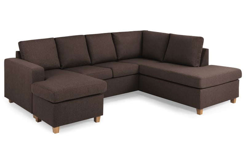 Crazy 4-sits Högervänd U-formad Small Soffa med Divan och Schäslong i Tyg - Brun - Möbler - Soffa - Divansoffa & schäslongsoffa - 3 sits soffa med divan