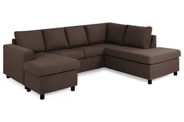 Crazy 4-sits Högervänd U-formad Small Soffa med Divan och Schäslong i Tyg - Brun - Möbler - Soffa - Divansoffa & schäslongsoffa - 3 sits soffa med divan