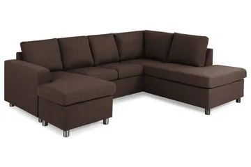 Crazy 4-sits Högervänd U-formad Small Soffa med Divan och Schäslong i Tyg - Brun - Möbler - Soffa - Divansoffa & schäslongsoffa - 3 sits soffa med divan