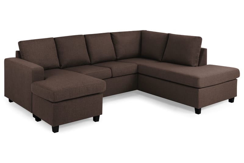 Crazy 4-sits Högervänd U-formad Small Soffa med Divan och Schäslong i Tyg - Brun - Möbler - Soffa - Divansoffa & schäslongsoffa - 3 sits soffa med divan