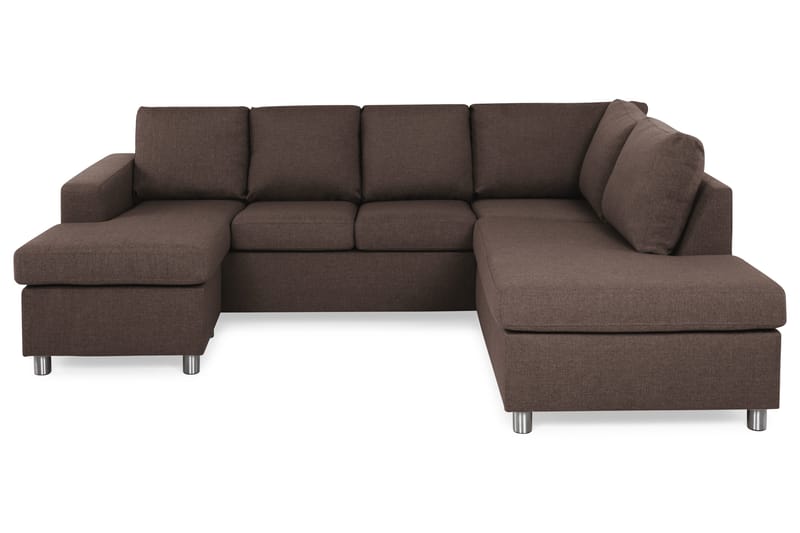 Crazy 4-sits Högervänd U-formad Small Soffa med Divan och Schäslong i Tyg - Brun - Möbler - Soffa - Divansoffa & schäslongsoffa - 3 sits soffa med divan