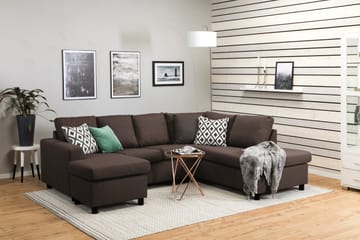 Crazy 4-sits Högervänd U-formad Small Soffa med Divan och Schäslong i Tyg - Brun - Möbler - Soffa - Divansoffa & schäslongsoffa - 3 sits soffa med divan