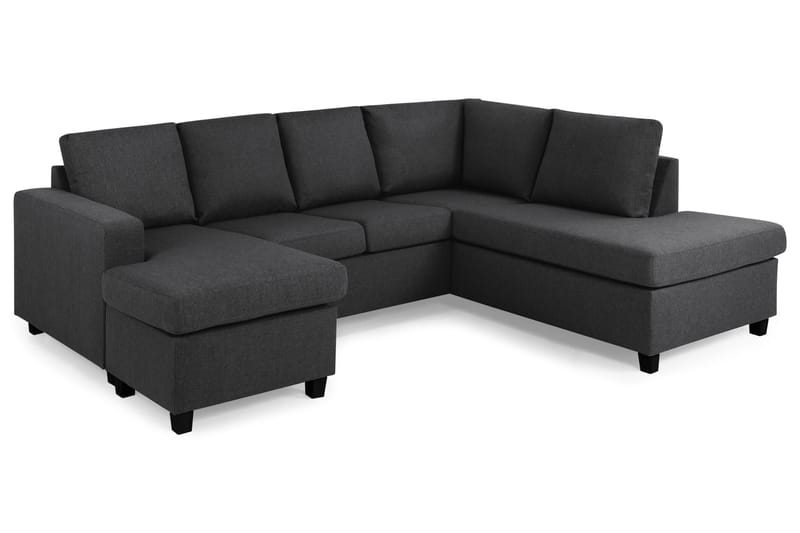 Crazy 4-sits Högervänd U-formad Small Soffa med Divan och Schäslong i Tyg - Mörkgrå - Möbler - Soffa - Divansoffa & schäslongsoffa - 3 sits soffa med divan