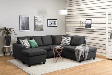 Crazy 4-sits Högervänd U-formad Small Soffa med Divan och Schäslong i Tyg - Mörkgrå - Möbler - Soffa - Divansoffa & schäslongsoffa - 3 sits soffa med divan