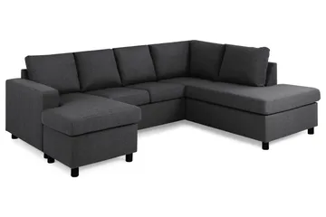 Crazy 4-sits Högervänd U-formad Small Soffa med Divan och Schäslong i Tyg - Mörkgrå - Möbler - Soffa - Divansoffa & schäslongsoffa - 3 sits soffa med divan