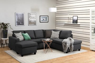Crazy 4-sits Högervänd U-formad Small Soffa med Divan och Schäslong i Tyg - Mörkgrå - Möbler - Soffa - Divansoffa & schäslongsoffa - 3 sits soffa med divan