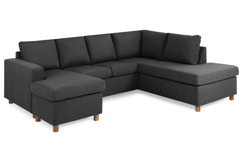 Crazy 4-sits Högervänd U-formad Small Soffa med Divan och Schäslong i Tyg - Mörkgrå - Möbler - Soffa - Divansoffa & schäslongsoffa - 3 sits soffa med divan