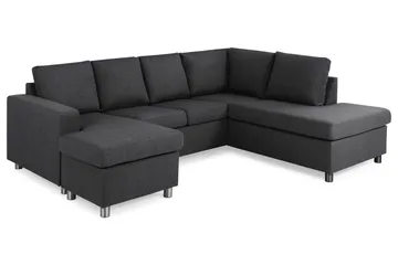 Crazy 4-sits Högervänd U-formad Small Soffa med Divan och Schäslong i Tyg - Mörkgrå - Möbler - Soffa - Divansoffa & schäslongsoffa - 3 sits soffa med divan