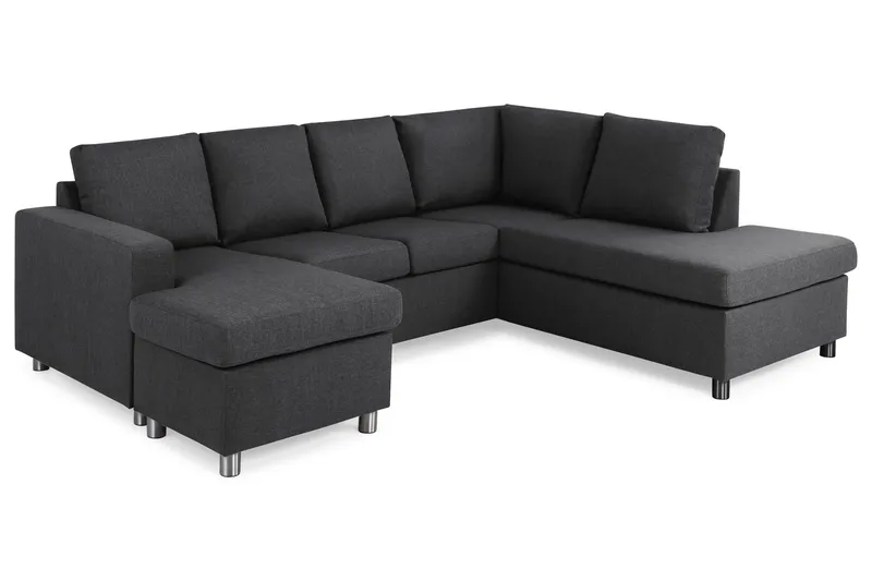 Crazy 4-sits Högervänd U-formad Small Soffa med Divan och Schäslong i Tyg - Mörkgrå - Möbler - Soffa - Divansoffa & schäslongsoffa - 3 sits soffa med divan