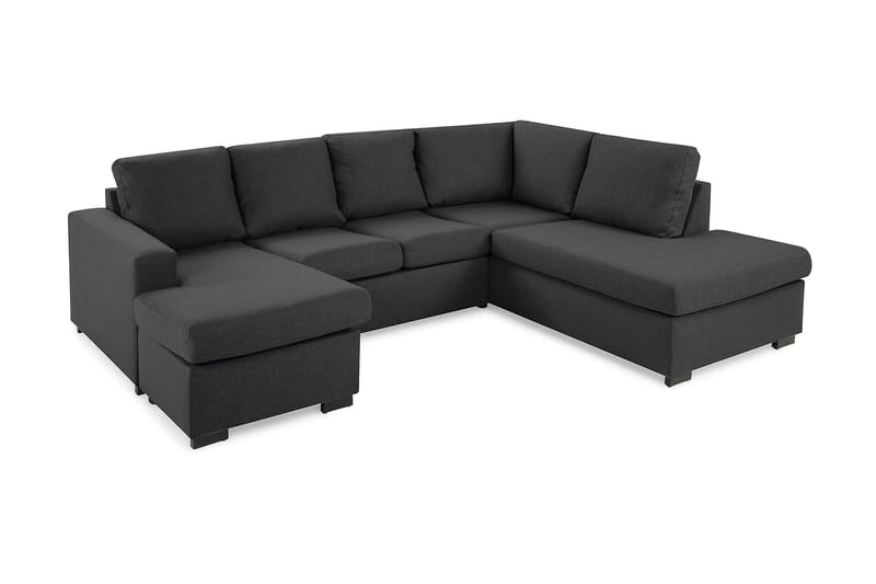 Crazy 4-sits Högervänd U-formad Small Soffa med Divan och Schäslong i Tyg - Mörkgrå - Möbler - Soffa - Divansoffa & schäslongsoffa - 3 sits soffa med divan