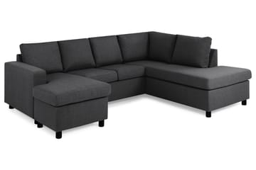 Crazy 4-sits Högervänd U-formad Small Soffa med Divan och Schäslong i Tyg - Mörkgrå - Möbler - Soffa - Divansoffa & schäslongsoffa - 3 sits soffa med divan