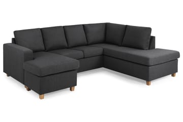 Crazy 4-sits Högervänd U-formad Small Soffa med Divan och Schäslong i Tyg - Mörkgrå - Möbler - Soffa - Divansoffa & schäslongsoffa - 3 sits soffa med divan