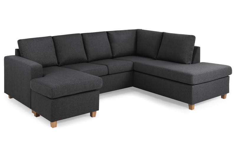Crazy 4-sits Högervänd U-formad Small Soffa med Divan och Schäslong i Tyg - Mörkgrå - Möbler - Soffa - Divansoffa & schäslongsoffa - 3 sits soffa med divan