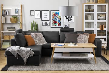 Crazy 4-sits Vänstervänd L-formad Schäslongsoffa i Tyg - Antracit - Möbler - Soffa - Divansoffa & schäslongsoffa - 3 sits soffa med divan