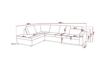 Crazy 4-sits Vänstervänd L-formad Schäslongsoffa i Tyg - Antracit - Möbler - Soffa - Divansoffa & schäslongsoffa - 3 sits soffa med divan