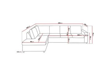 Crazy 4-sits Vänstervänd L-formad Schäslongsoffa i Tyg - Antracit - Möbler - Soffa - Divansoffa & schäslongsoffa - 3 sits soffa med divan