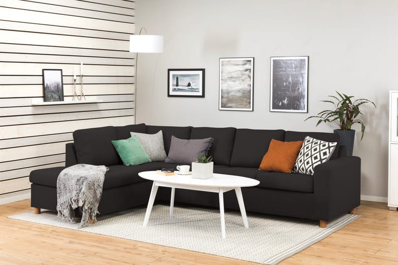 Crazy 4-sits Vänstervänd L-formad Schäslongsoffa i Tyg - Antracit - Möbler - Soffa - Divansoffa & schäslongsoffa - 3 sits soffa med divan