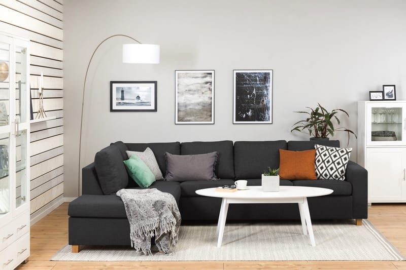 Crazy 4-sits Vänstervänd L-formad Schäslongsoffa i Tyg - Antracit - Möbler - Soffa - Divansoffa & schäslongsoffa - 3 sits soffa med divan
