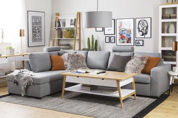 Crazy 4-sits Vänstervänd L-formad Schäslongsoffa i Tyg - Grå - Möbler - Soffa - Divansoffa & schäslongsoffa - 3 sits soffa med divan
