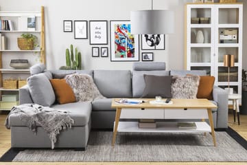 Crazy 4-sits Vänstervänd L-formad Schäslongsoffa i Tyg - Grå - Möbler - Soffa - Divansoffa & schäslongsoffa - 3 sits soffa med divan