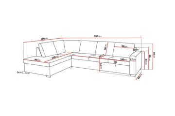 Crazy 4-sits Vänstervänd L-formad Schäslongsoffa i Tyg - Grå - Möbler - Soffa - Divansoffa & schäslongsoffa - 3 sits soffa med divan