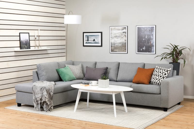 Crazy 4-sits Vänstervänd L-formad Schäslongsoffa i Tyg - Grå - Möbler - Soffa - Divansoffa & schäslongsoffa - 3 sits soffa med divan
