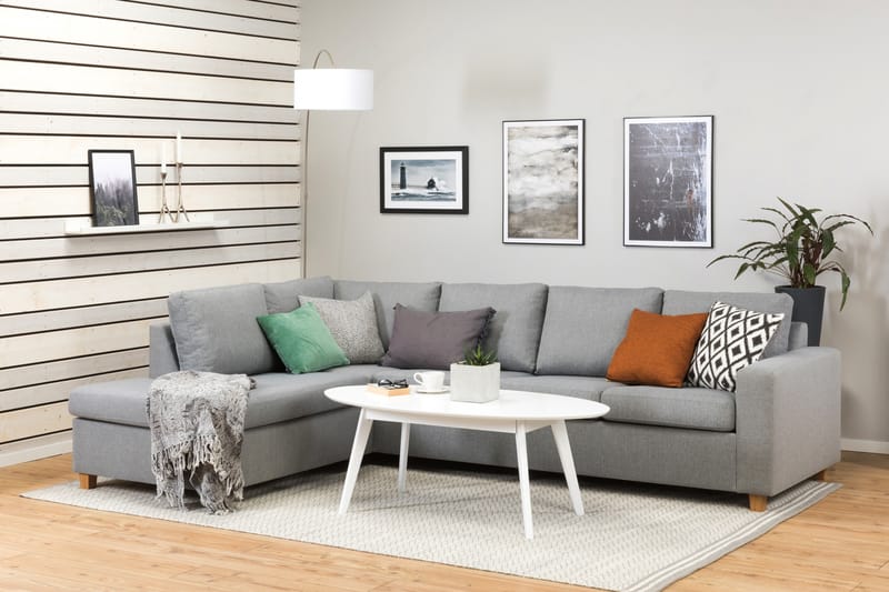 Crazy 4-sits Vänstervänd L-formad Schäslongsoffa i Tyg - Grå - Möbler - Soffa - Divansoffa & schäslongsoffa - 3 sits soffa med divan