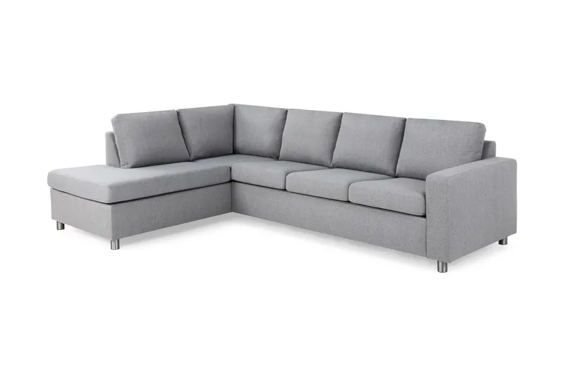 Crazy 4-sits Vänstervänd L-formad Schäslongsoffa i Tyg - Grå - Möbler - Soffa - Divansoffa & schäslongsoffa - 3 sits soffa med divan