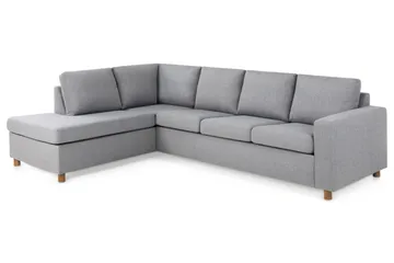 Crazy 4-sits Vänstervänd L-formad Schäslongsoffa i Tyg - Grå - Möbler - Soffa - Divansoffa & schäslongsoffa - 3 sits soffa med divan