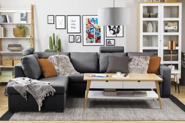 Crazy 4-sits Vänstervänd L-formad Schäslongsoffa i Tyg - Mörkgrå - Möbler - Soffa - Divansoffa & schäslongsoffa - 3 sits soffa med divan