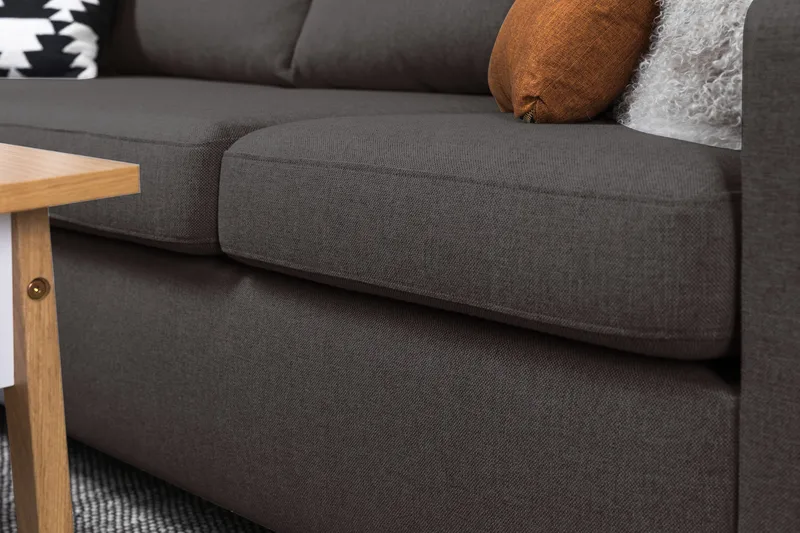 Crazy 4-sits Vänstervänd L-formad Schäslongsoffa i Tyg - Mörkgrå - Möbler - Soffa - Divansoffa & schäslongsoffa - 3 sits soffa med divan