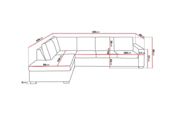 Crazy 4-sits Vänstervänd L-formad Schäslongsoffa i Tyg - Mörkgrå - Möbler - Soffa - Divansoffa & schäslongsoffa - 3 sits soffa med divan