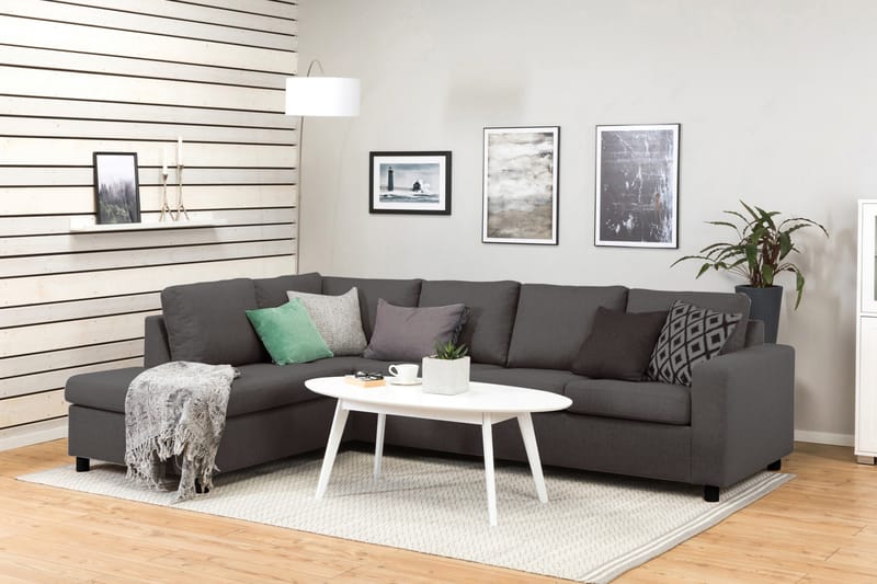 Crazy 4-sits Vänstervänd L-formad Schäslongsoffa i Tyg - Mörkgrå - Möbler - Soffa - Divansoffa & schäslongsoffa - 3 sits soffa med divan