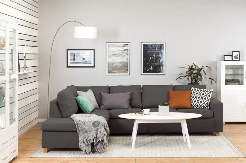 Crazy 4-sits Vänstervänd L-formad Schäslongsoffa i Tyg - Mörkgrå - Möbler - Soffa - Divansoffa & schäslongsoffa - 3 sits soffa med divan