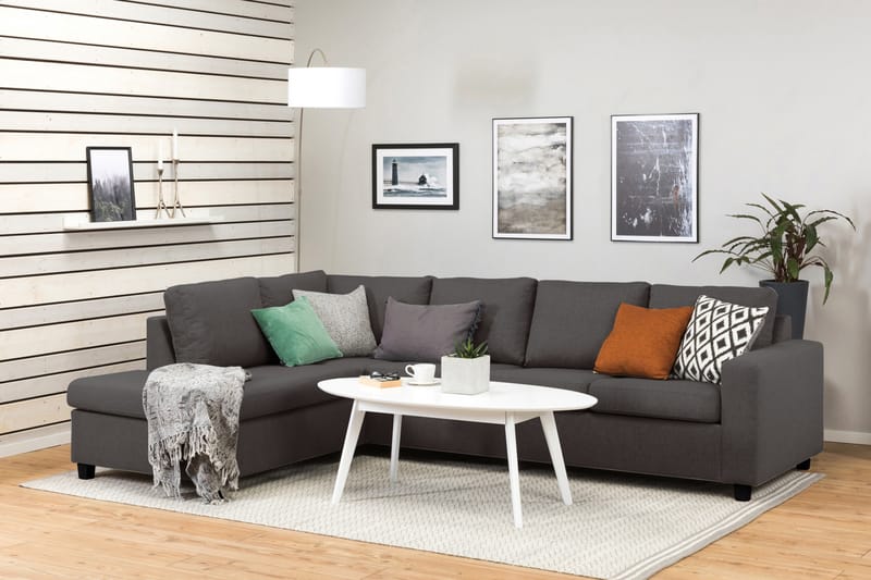 Crazy 4-sits Vänstervänd L-formad Schäslongsoffa i Tyg - Mörkgrå - Möbler - Soffa - Divansoffa & schäslongsoffa - 3 sits soffa med divan
