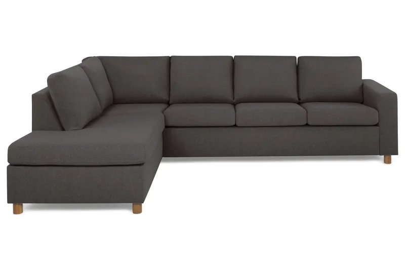 Crazy 4-sits Vänstervänd L-formad Schäslongsoffa i Tyg, Mörkgrå