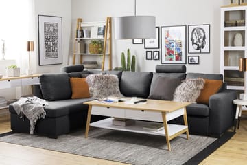 Crazy 4-sits Vänstervänd L-formad Schäslongsoffa i Tyg - Mörkgrå - Möbler - Soffa - Divansoffa & schäslongsoffa - 3 sits soffa med divan